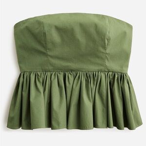 J. Crew Strapless Green Peplum Top